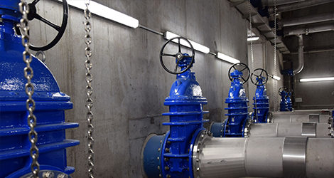 AVK valves at wastewater pumping station in Sint-Kruis, Belgium