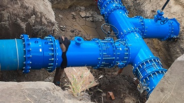 Reconstruction of water transmission pipeline DN600 using Supa Maxi™ couplings and AVK double eccentric butterfly valves