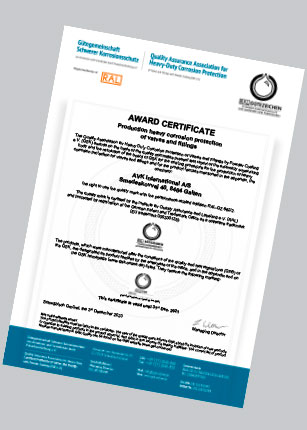 2020_Certificate_Production heavy corrosion protection of valves and fittings_AVK International AS